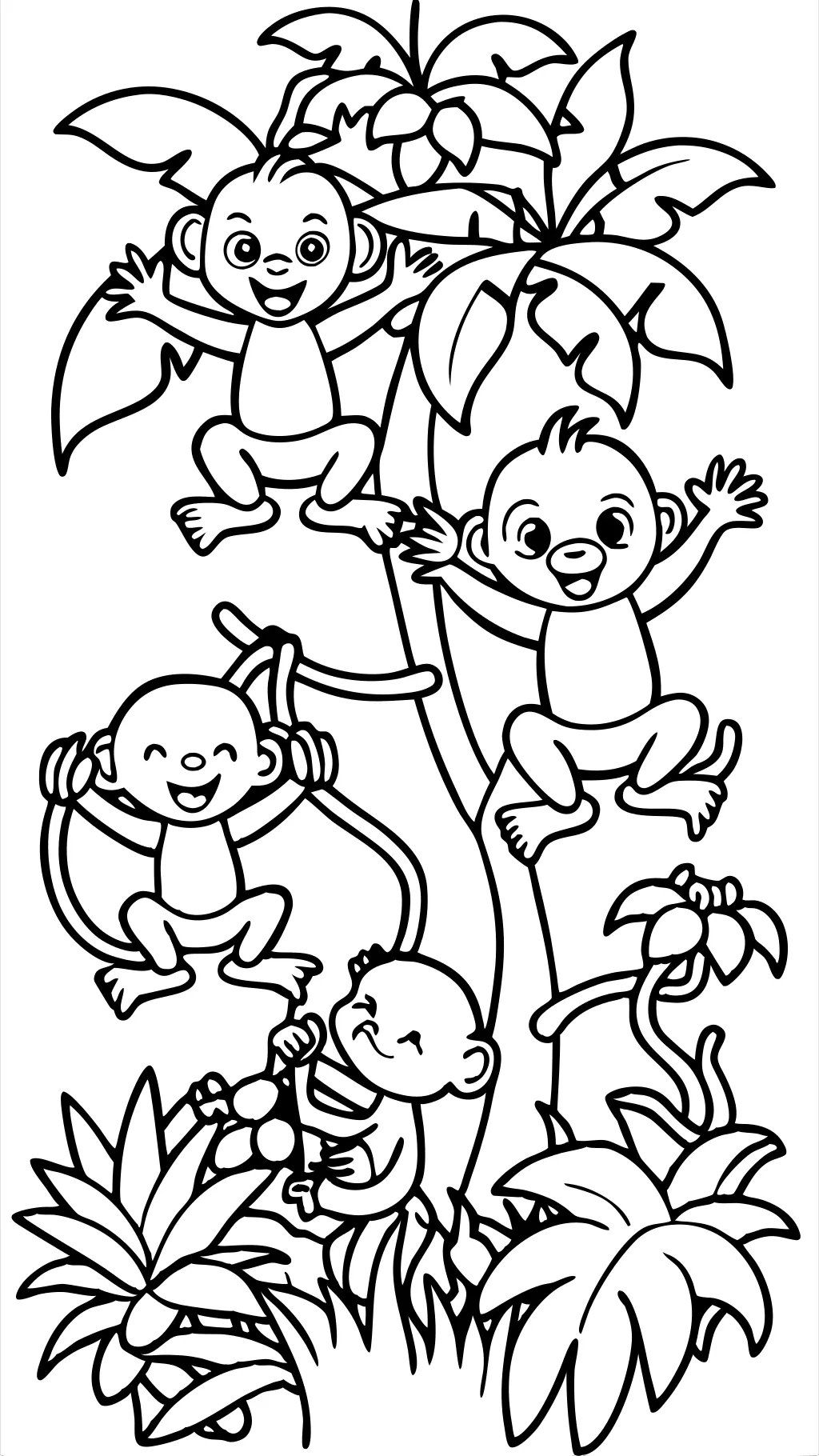 5 little monkeys coloring page